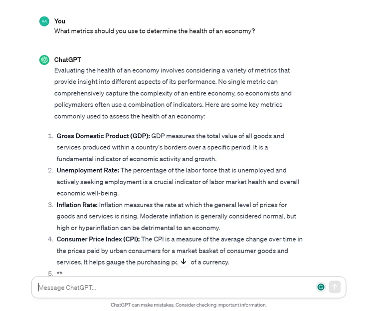 chatgpt economy question