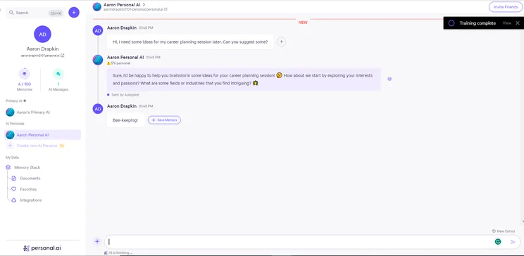 a chat with personal AI