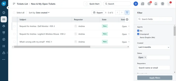 incoming tickets