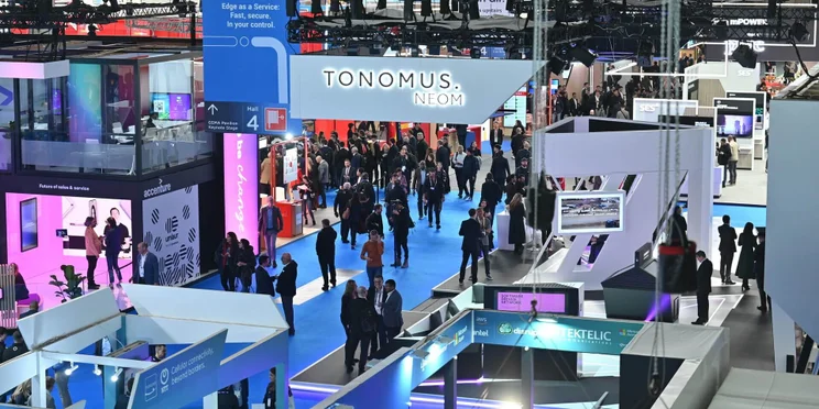 Floor shot from MWC in Barcelona, one of the world's biggest tech conferences and events in 2024
