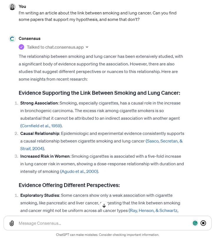 Consensus GPT generating responses