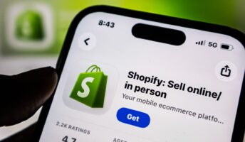 Shopify's mobile app on a phone