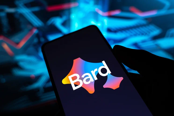 Google Bard logo on smartphone