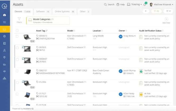 IncidentIQ asset inventory