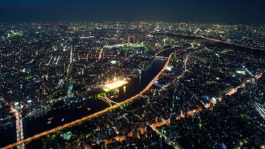 The city of Tokyo, Japan at night