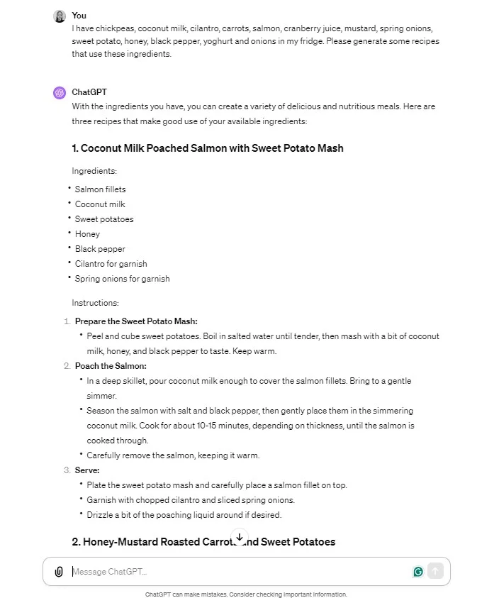 chatgpt recipe ideas 1