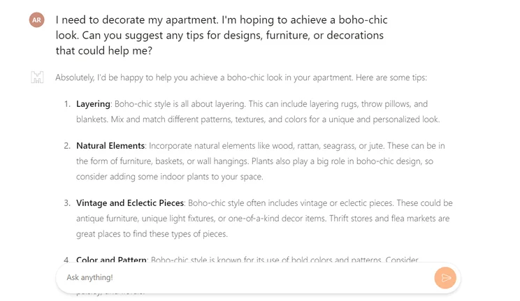 Mistral AI: How to decorate apartment response