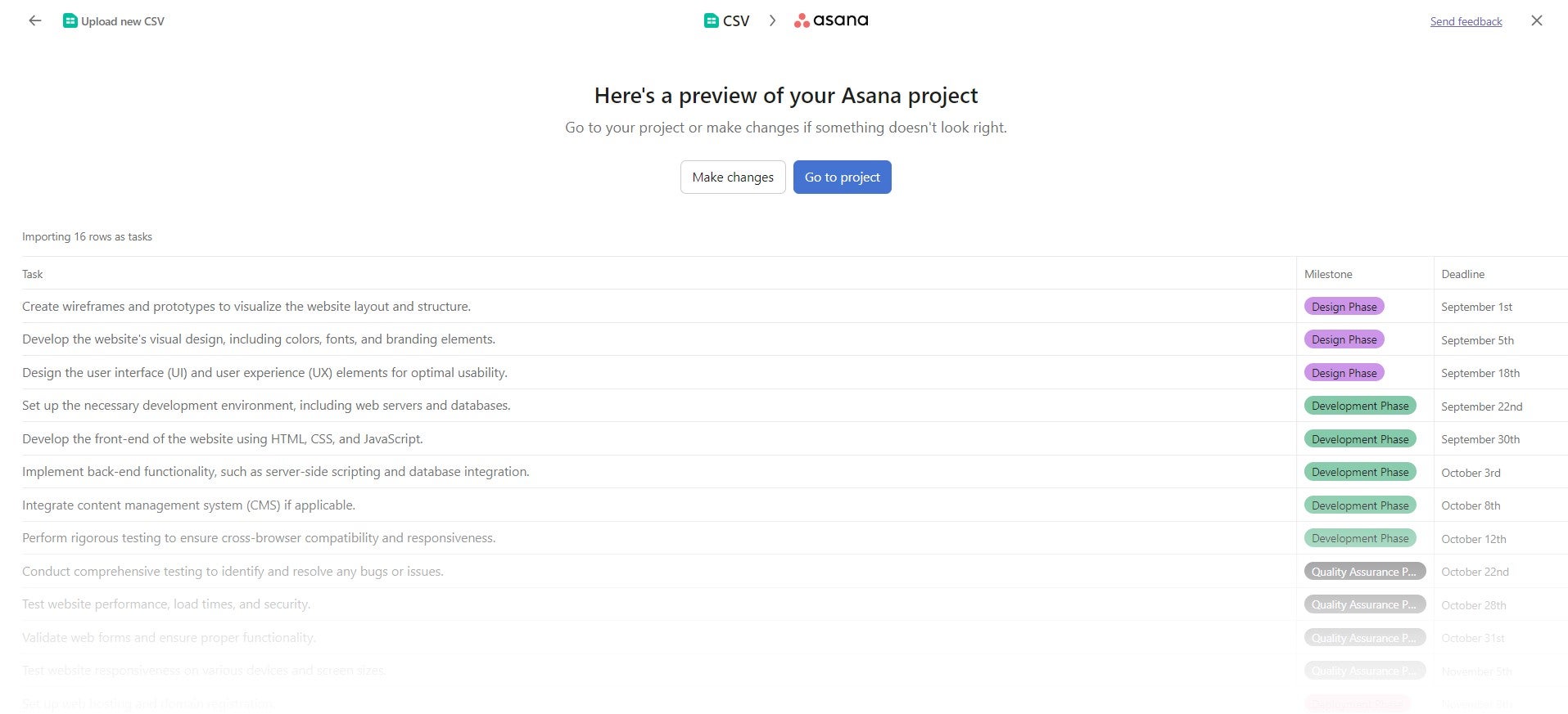 importing data in Asana