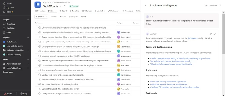 Using Asana Intelligence
