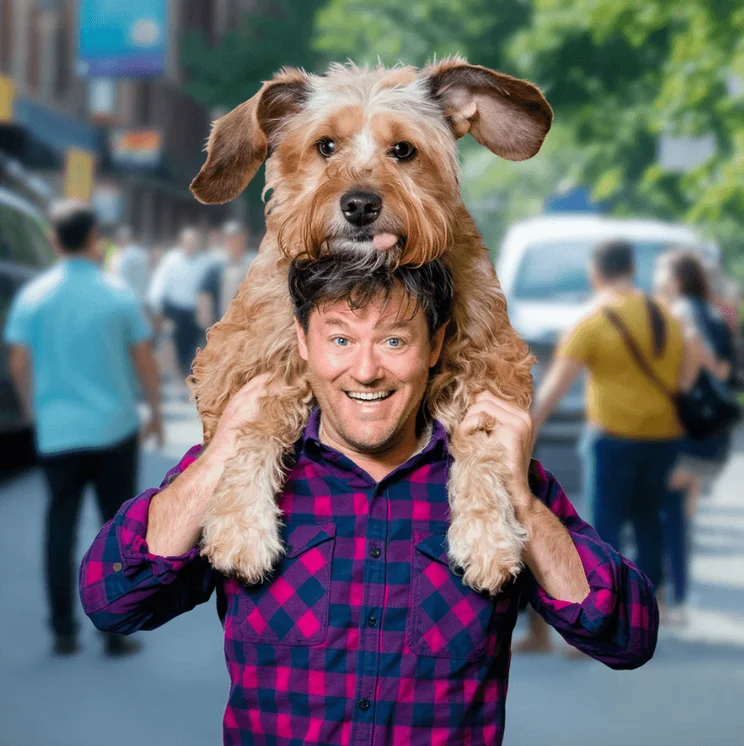 AI Image Purple Flannel Dog Head