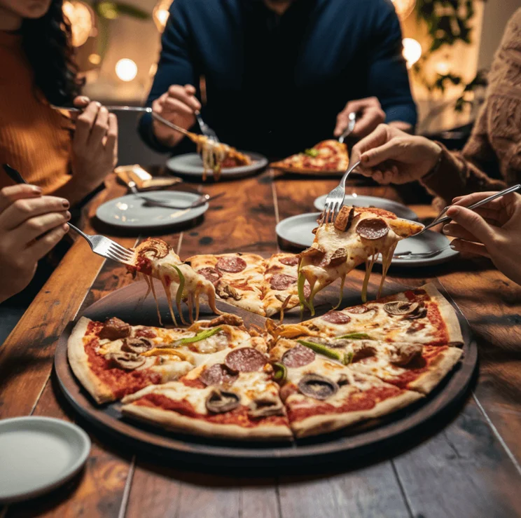 AI Image Group Eating Pizza