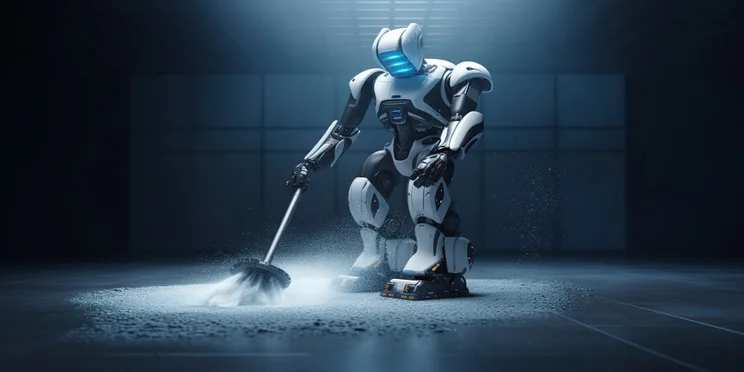 Robot washign the floor