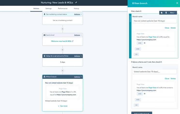 Hubspot's automation builder