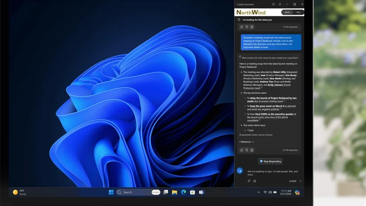 Copilot Microsoft 365: Meeting recap being written.