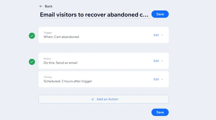 Setting an automation in Wix. Image: Tech.co