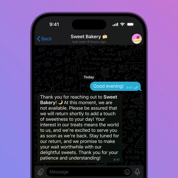 Telegram Business: Away message