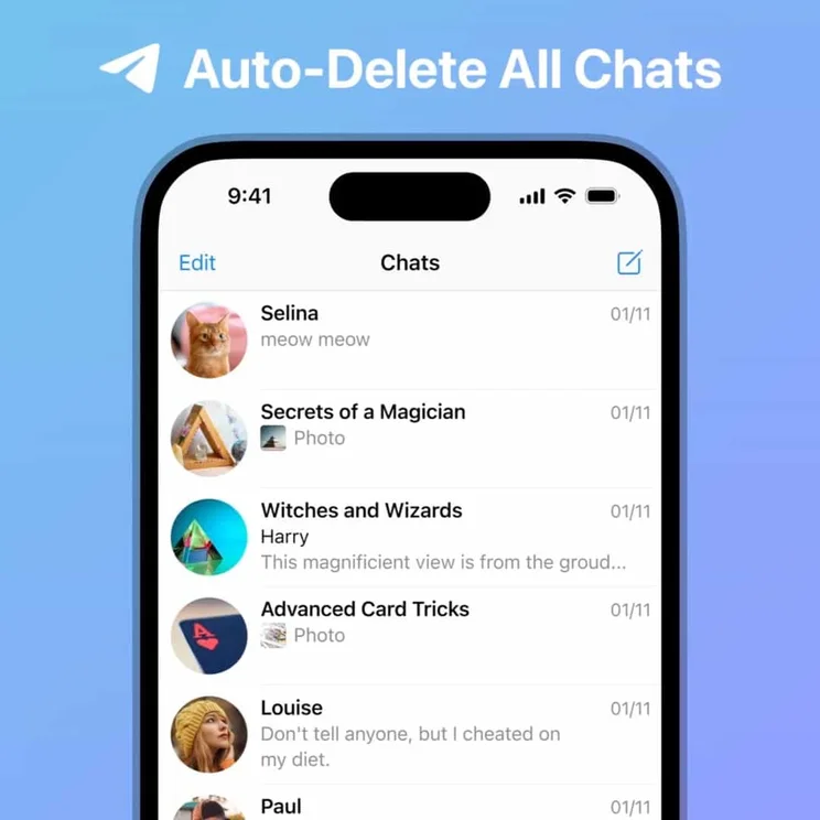 You can auto-delete chats on Telegram