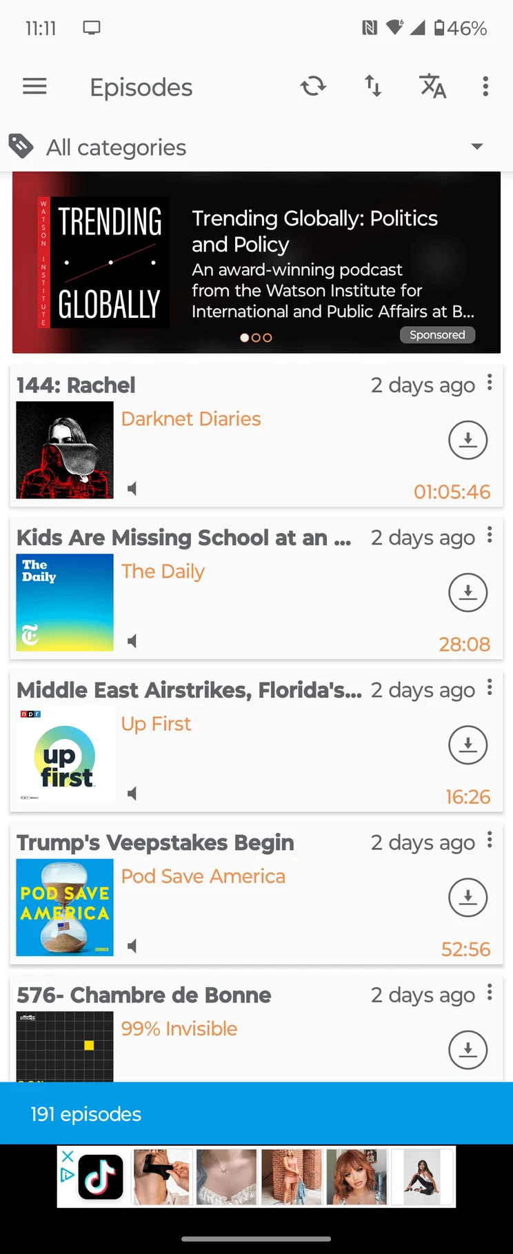 Podcast Addicts My Episodes