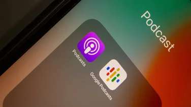 Podcast section open on phone showing Google Podcasts and alternative apps