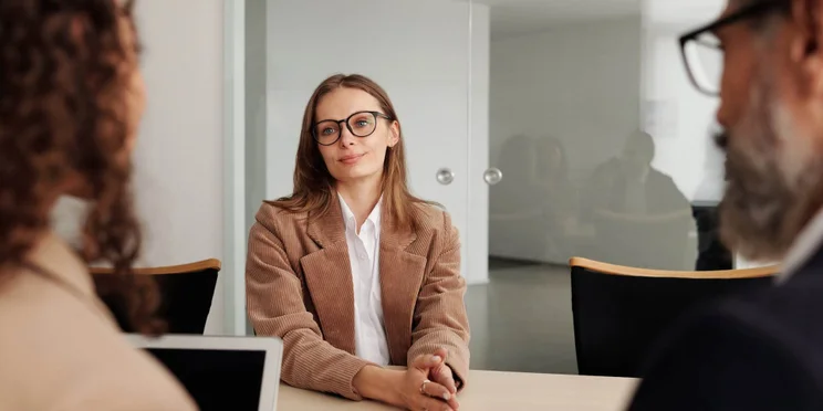 A woman in a job interview