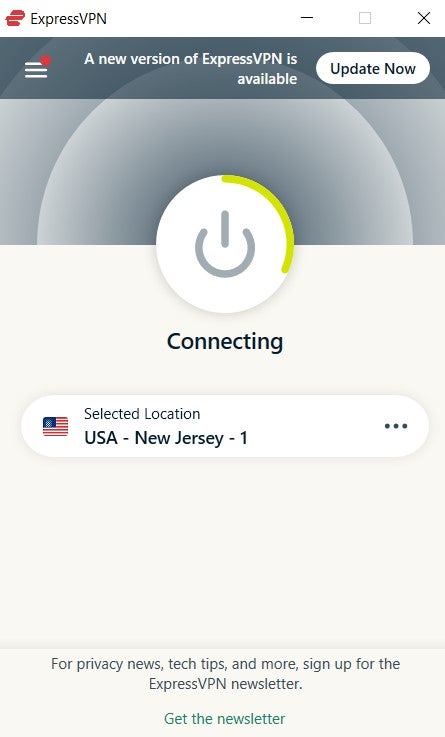 ExpressVPN trying to connect. Image: Tech.co