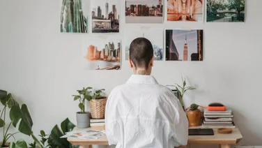 A remote worker at their desk