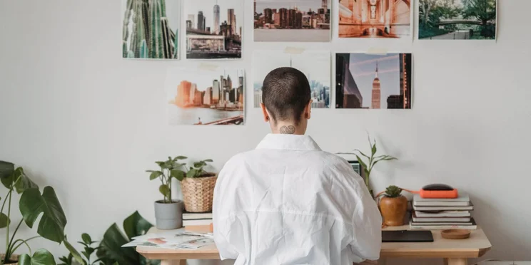 A remote worker at their desk