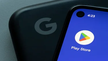 Google Play store logo on Android phone