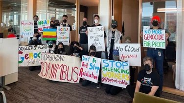 Google workers stage a sit-in protest and its offices in opposition to Project Nimbus