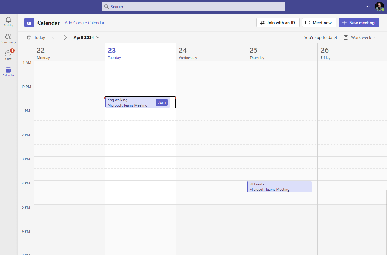 Microsoft Teams Calendar