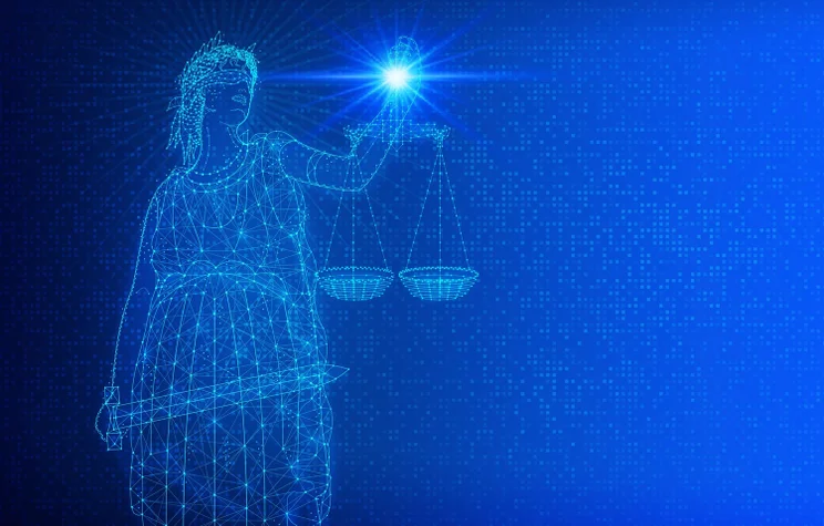 Woman holding a balancing scale