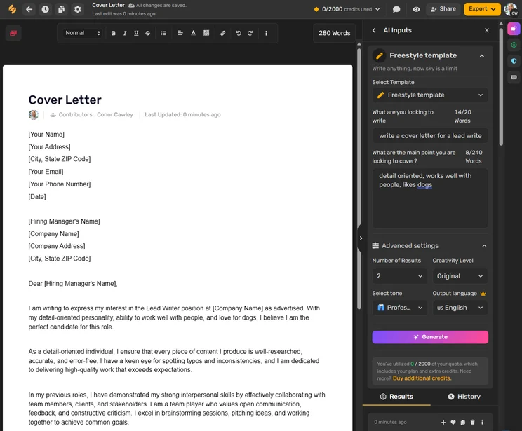 Simpified AI Cover Letter