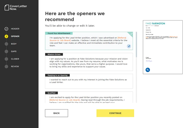 Cover Letter Now AI Generator