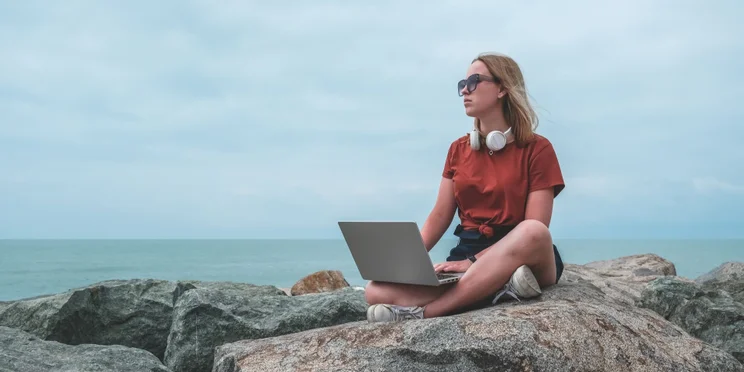 Working on Beach Rocks