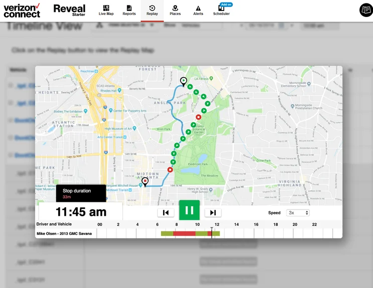 Verizon Connect Reveal Replay Feature