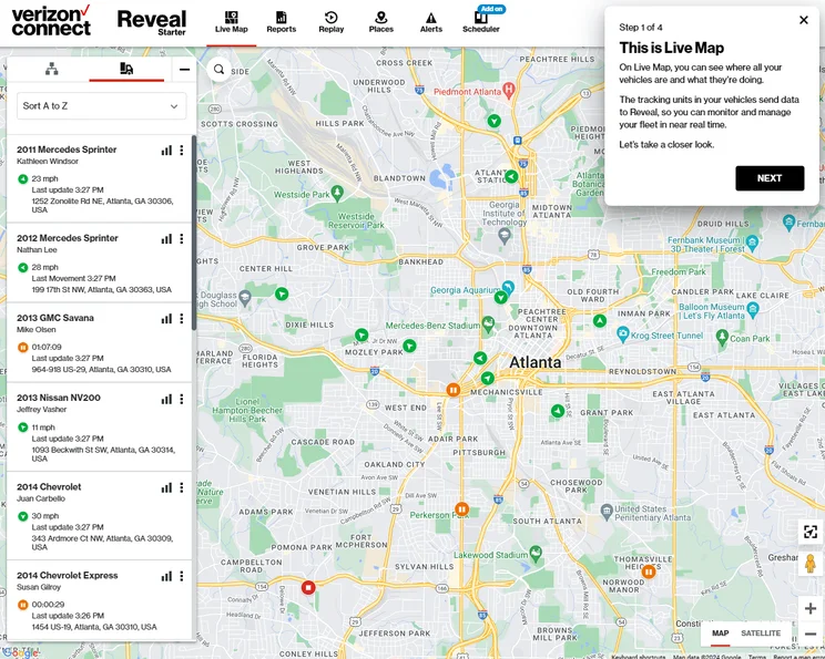 Verizon Connect Reveal Live Map
