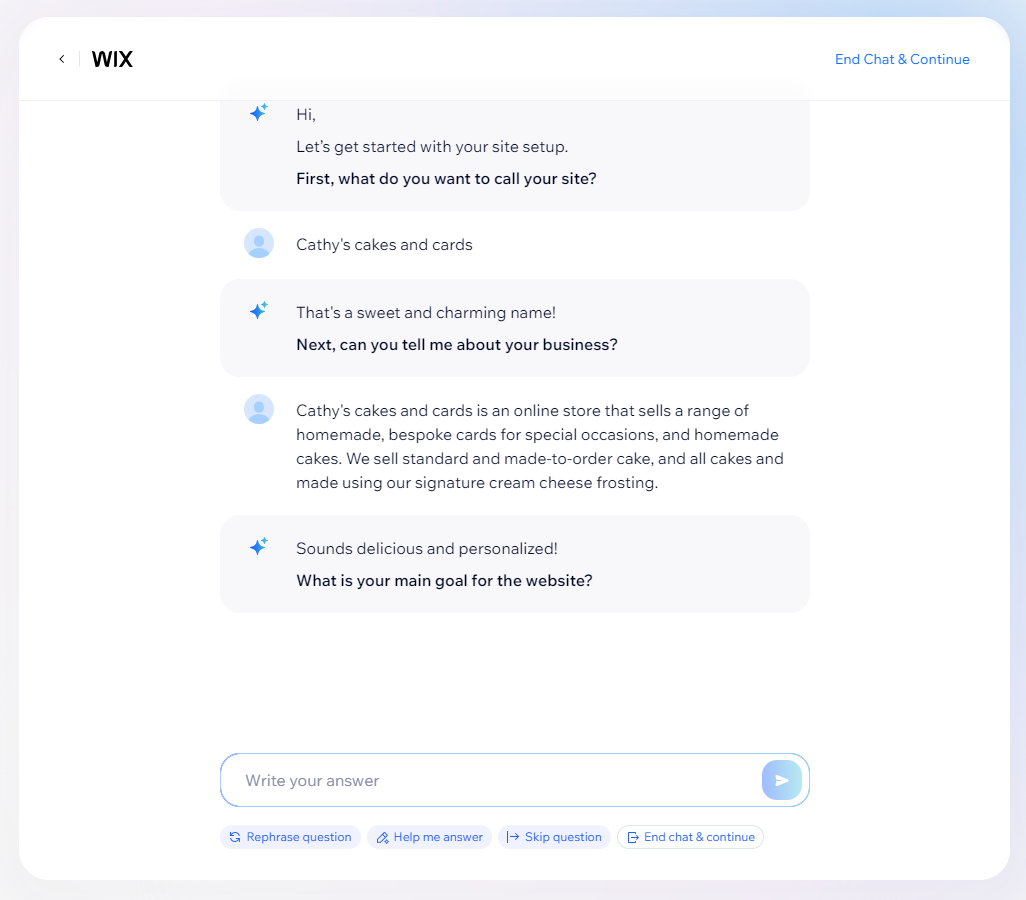 Wix's AI site builder