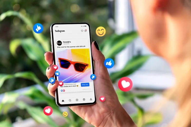 Instagram user looking at phone