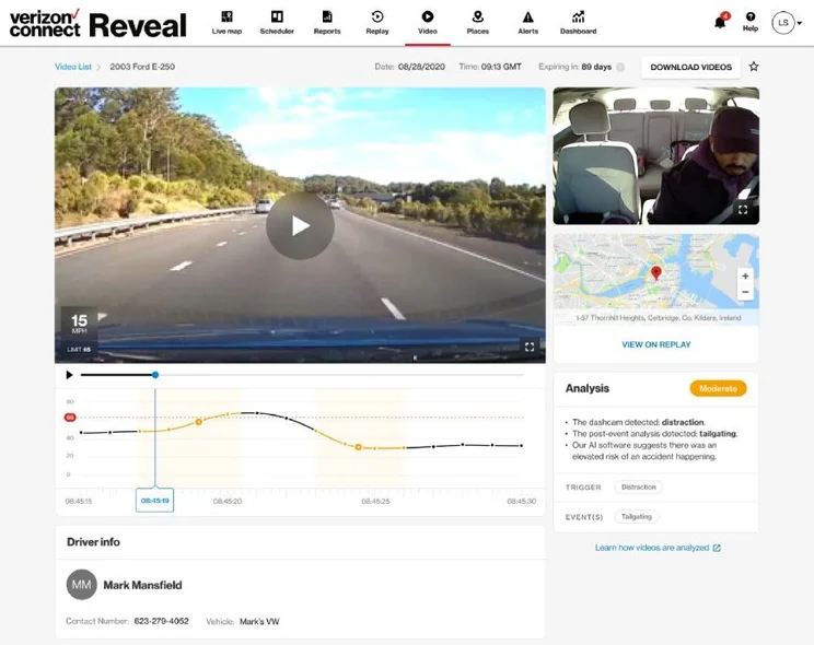 Verizon Connects AI dashcam feature