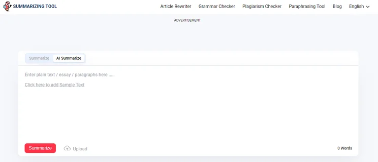 Summarizing Tool screenshot