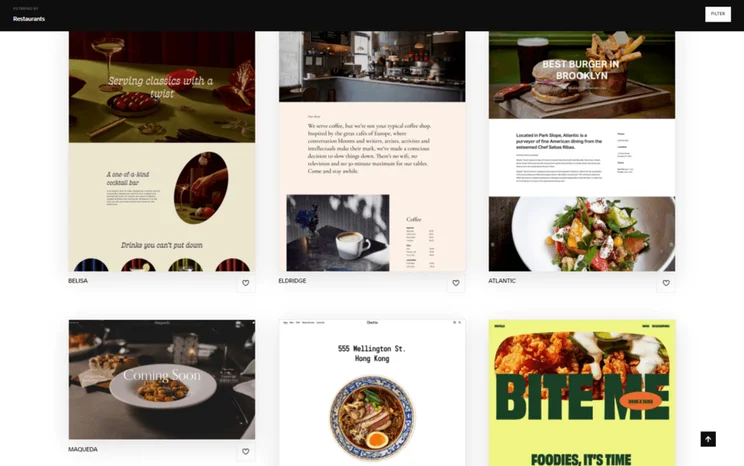 Squarespace restaurant templates