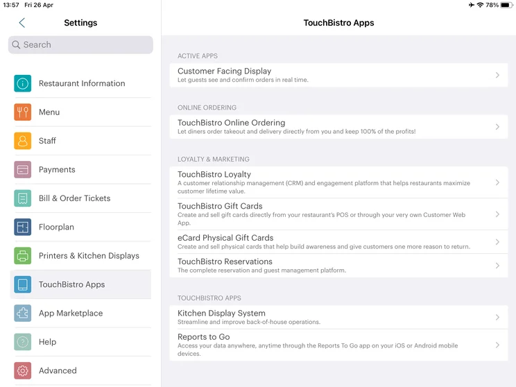 TouchBistro apps