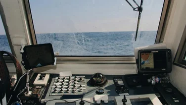 A boat using a GPS navigation system.