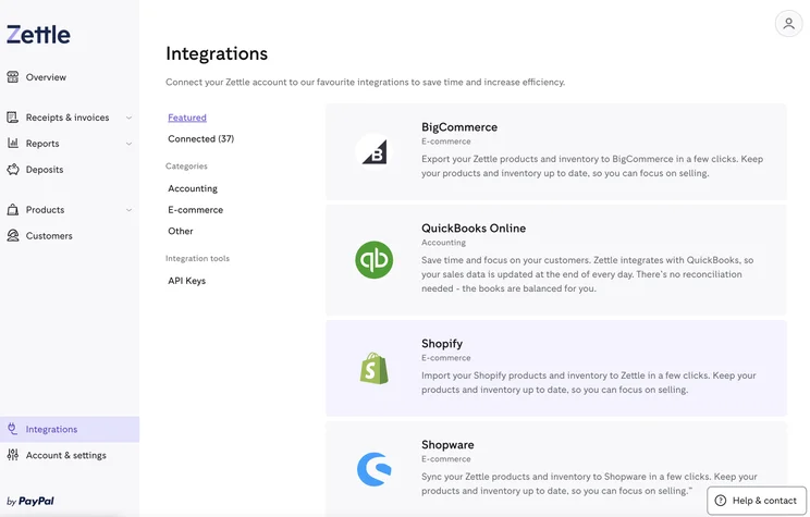 A list of programs that integrate with PayPal POS. Source: Tech.co
