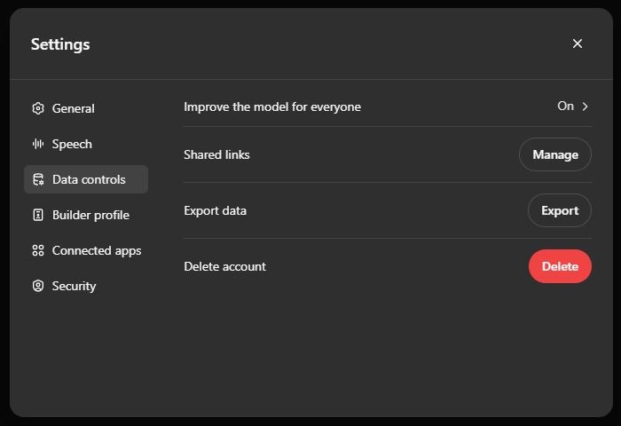 chatgpt data controls