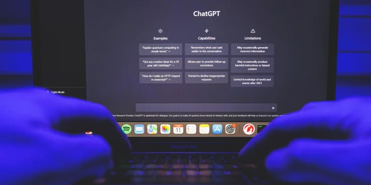 chatgpt in dark room on computer screen