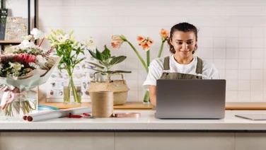Business owner on laptop