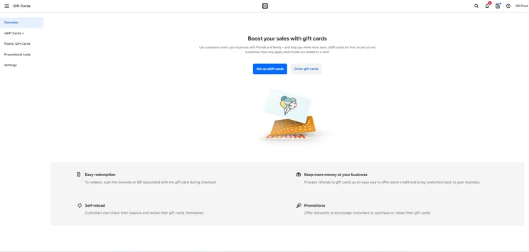 Square POS gift card function