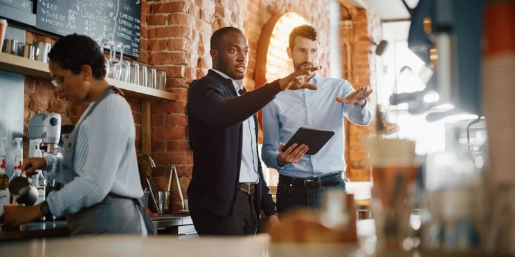 People working in a restaurant.