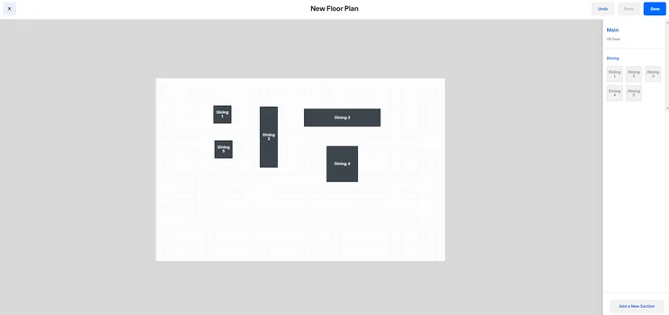 Square table management features